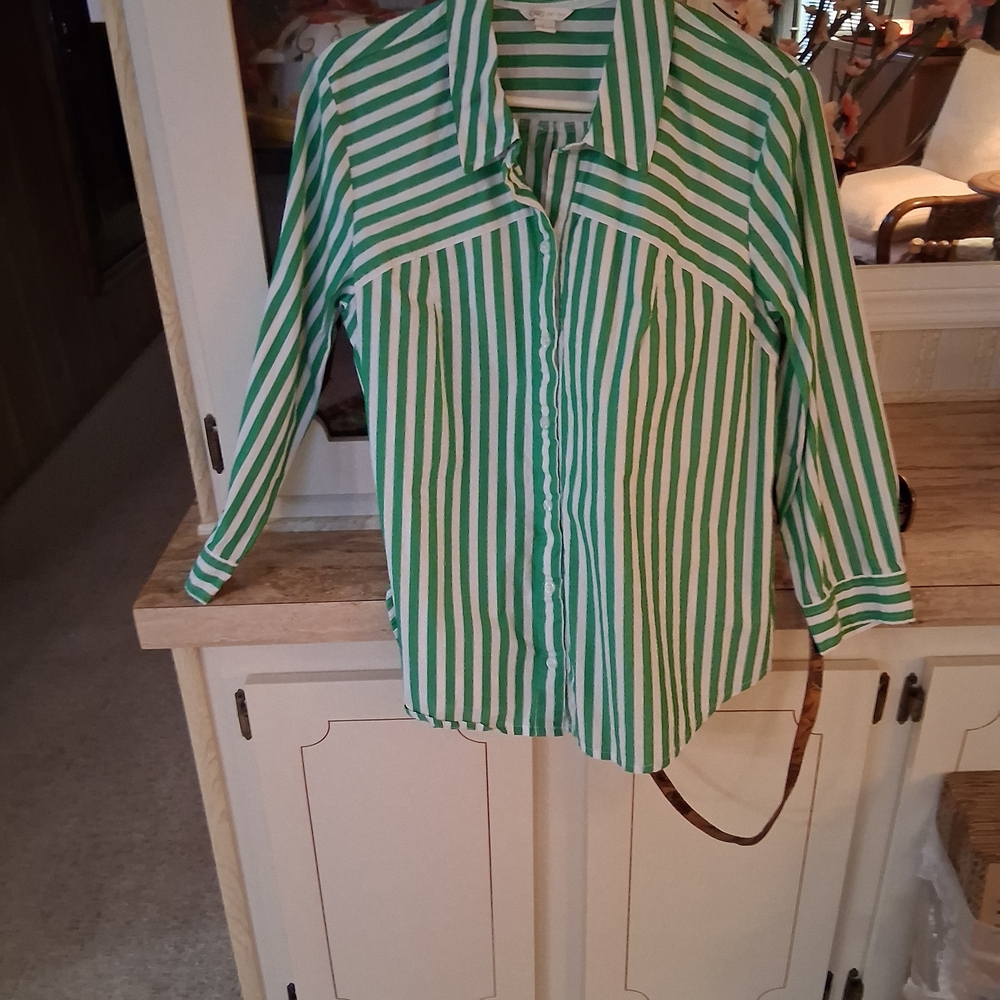 Cato Green and White Striped Shirt